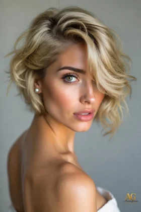 Blonde bixie with a side-swept fringe